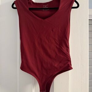 Reoria Maroon V-Neck Bodysuit